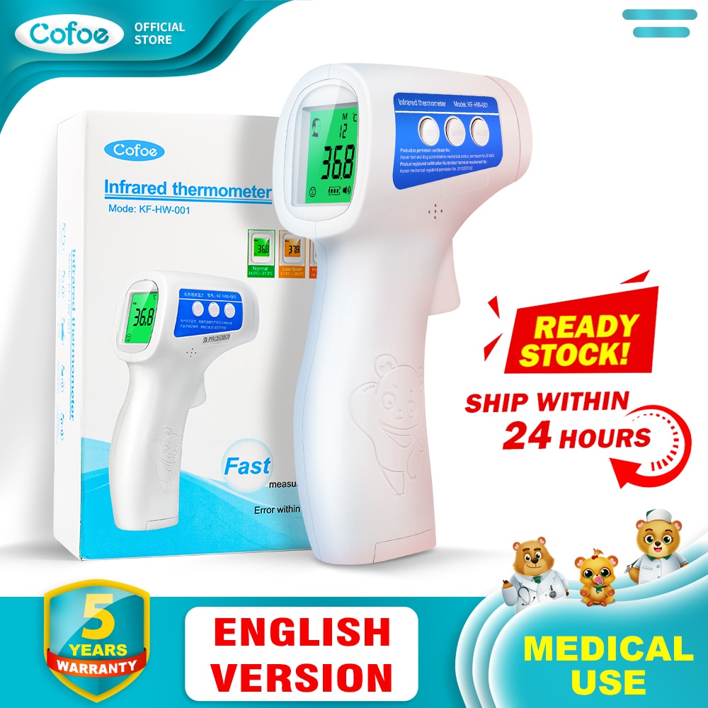 Cofoe  Forehead Thermometer Non Contact Infrared Thermometer Body Temperature Fever Digital Measure Tool for Baby Adult
