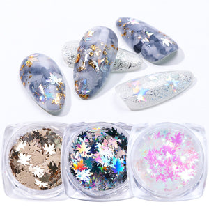 1 Box Maple Leaves Nail Art Sequins Holographic Glitter Flakes Paillette Chameleon Stickers For Nails Autumn Design Decor SA1528