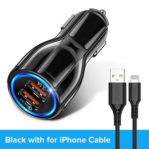 GETIHU 18W 3.1A Car Charger Dual USB Fast Charging QC Phone Charger Adapter For iPhone 12 11 Pro Max 6 7 8  Xiaomi Redmi Huawei