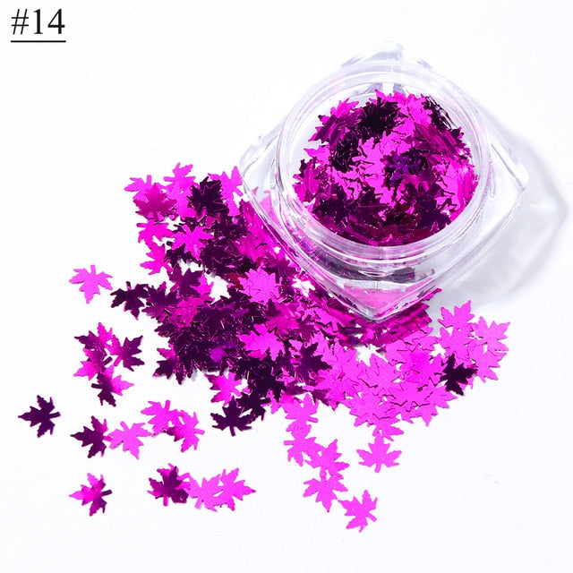 1 Box Maple Leaves Nail Art Sequins Holographic Glitter Flakes Paillette Chameleon Stickers For Nails Autumn Design Decor SA1528