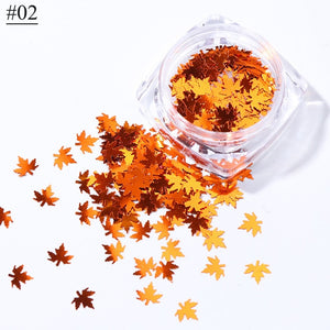 1 Box Maple Leaves Nail Art Sequins Holographic Glitter Flakes Paillette Chameleon Stickers For Nails Autumn Design Decor SA1528