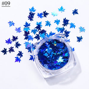 1 Box Maple Leaves Nail Art Sequins Holographic Glitter Flakes Paillette Chameleon Stickers For Nails Autumn Design Decor SA1528