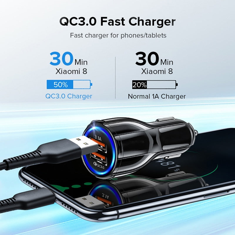 GETIHU 18W 3.1A Car Charger Dual USB Fast Charging QC Phone Charger Adapter For iPhone 12 11 Pro Max 6 7 8  Xiaomi Redmi Huawei