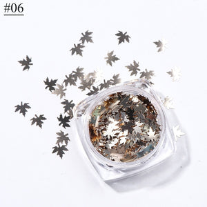 1 Box Maple Leaves Nail Art Sequins Holographic Glitter Flakes Paillette Chameleon Stickers For Nails Autumn Design Decor SA1528