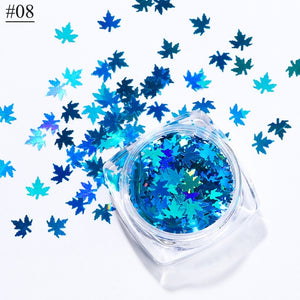 1 Box Maple Leaves Nail Art Sequins Holographic Glitter Flakes Paillette Chameleon Stickers For Nails Autumn Design Decor SA1528